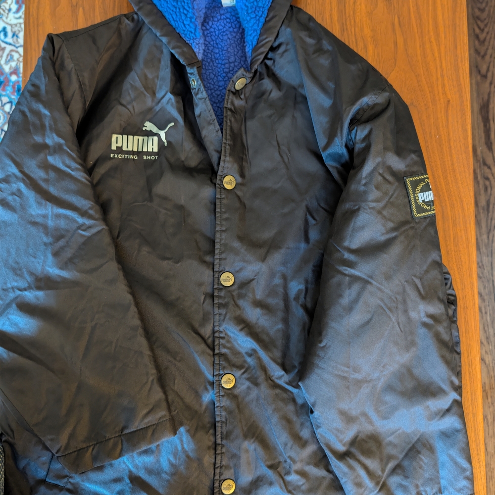 Puma Black Puffer Jacket with Blue Sherpa Lining